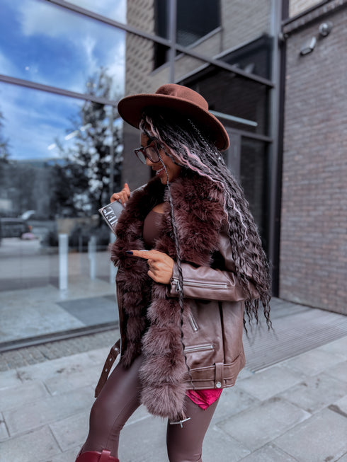 Choco куртка с коричневым мехом "LUX FUR" FL47