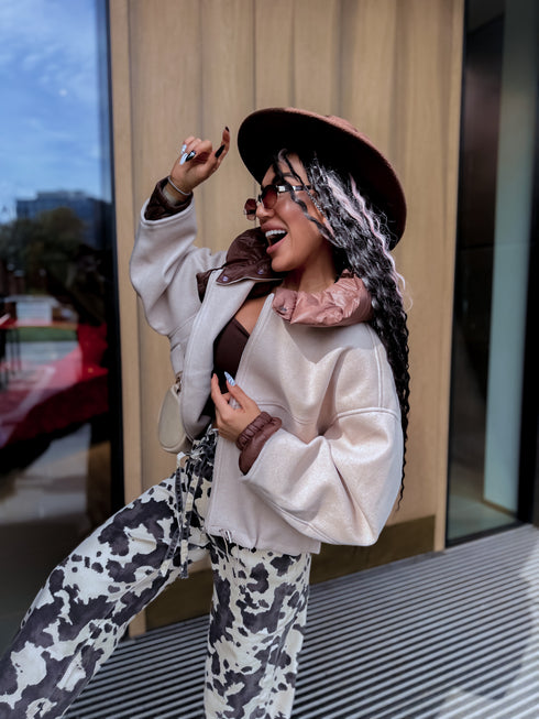 Jacket "ORDER 9085" - light beige with choco