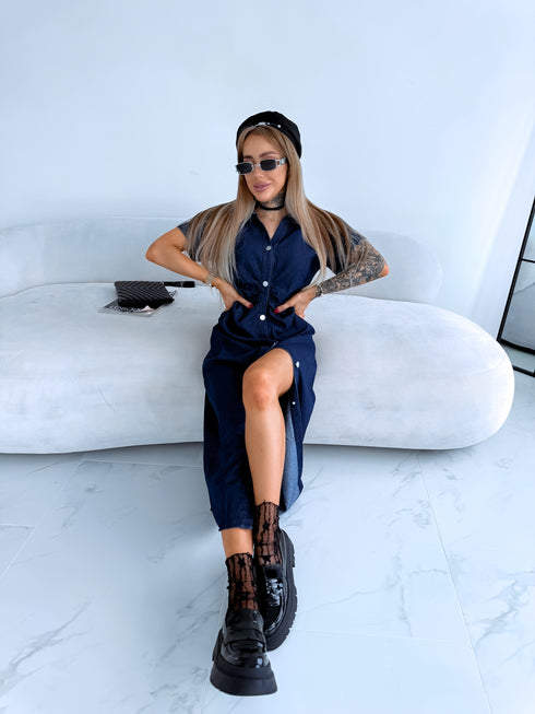 Džinsa kleita "AFTER DARK 10132"- TUMŠI ZILA