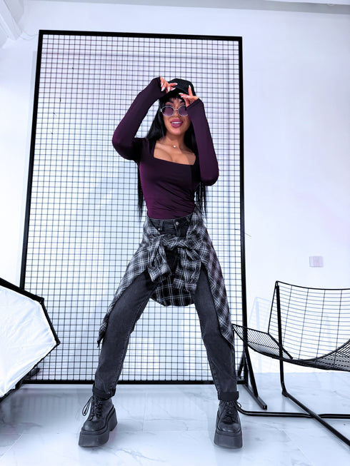 GRAPHITE mom fit jeans pants HM313-5 "SMOKE"