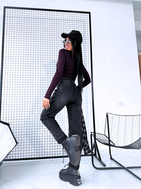 GRAPHITE mom fit jeans pants HM313-5 "SMOKE"