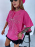 PINK, ONE SIZE extended T-shirt "CRYSTAL BOW"