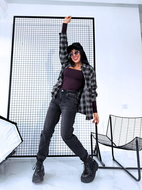 GRAPHITE mom fit jeans pants HM313-5 "SMOKE"