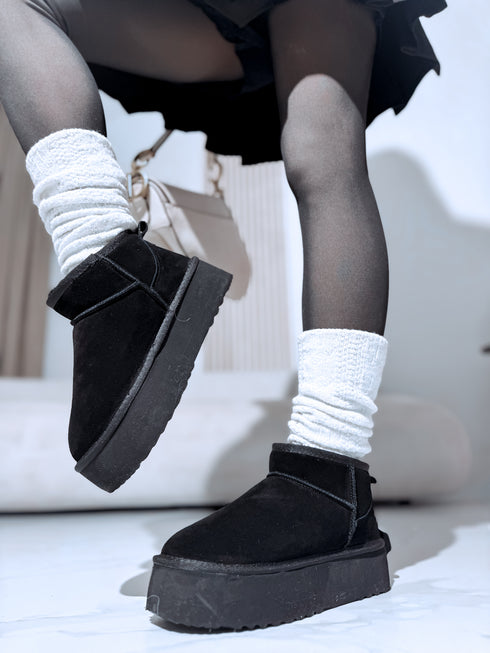 "FEYN" замшевые угги 6391 - ЧЕРНЫЕ