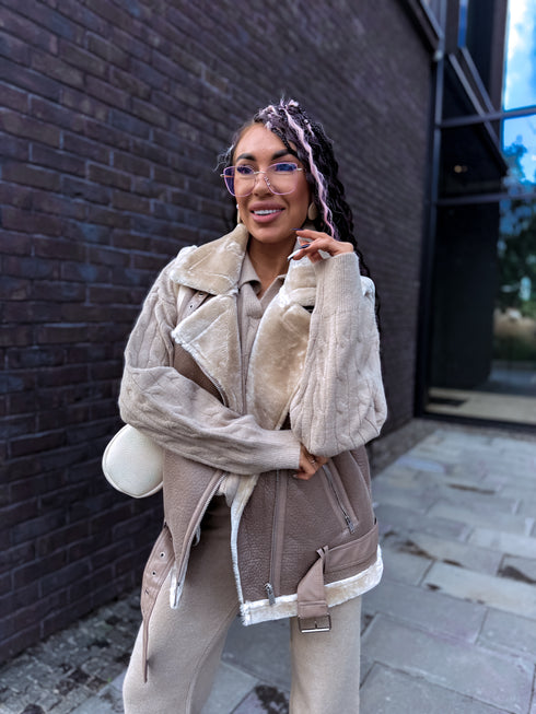 ELYNDI aviatoriaus tipo liemenė - kapučino