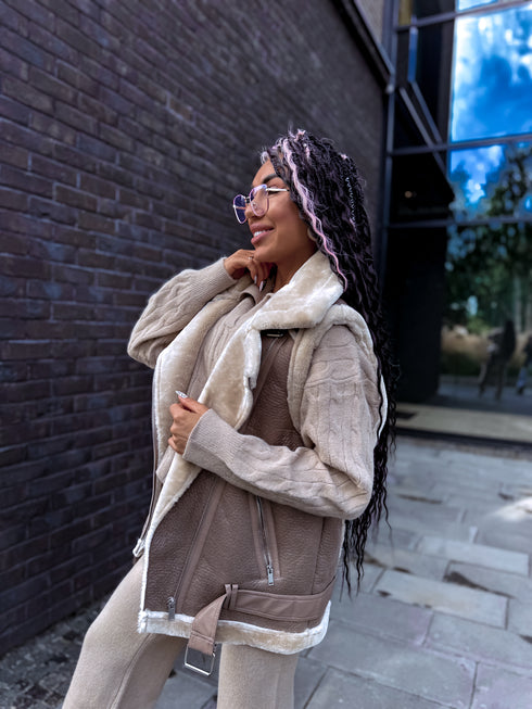 ELYNDI aviatoriaus tipo liemenė - kapučino