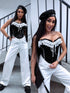 Luxurious corset "WHISPERED LOVE" ST13217 - BLACK & WHITE PRE-ORDER