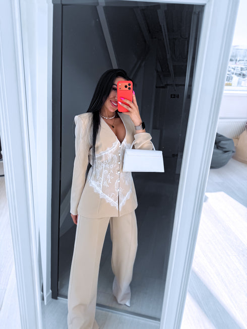 2in1 komplektas su nėriniais "ICE SPIRIT 25229" - ŠVIESIAI SMĖLINĖ