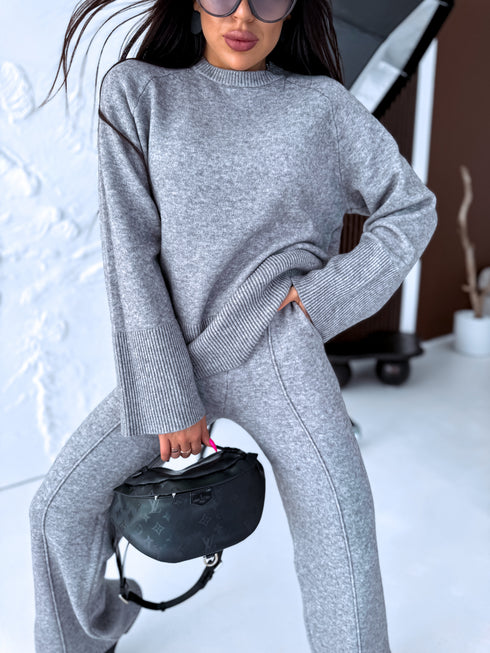 Knitted Set "SMOOTH LINES E5388" - GRAY