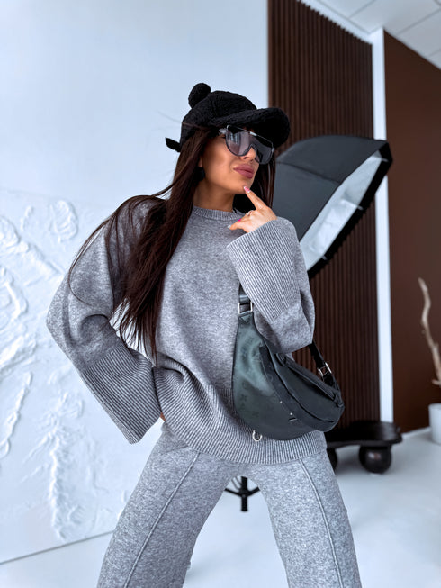 Knitted Set "SMOOTH LINES E5388" - GRAY