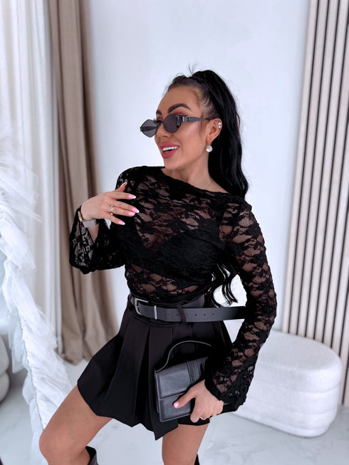 Mežģīņu tops "TWILIGHT LACE" HS10221 - MELNS