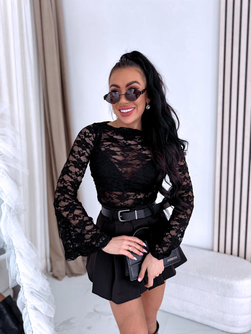 Mežģīņu tops "TWILIGHT LACE" HS10221 - MELNS