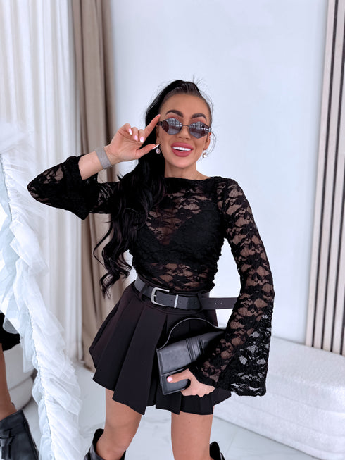 Mežģīņu tops "TWILIGHT LACE" HS10221 - MELNS