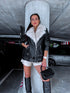 Black jacket with beige fur "LUX FUR" FL47