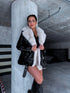 Black jacket with beige fur "LUX FUR" FL47