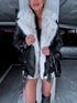 Black jacket with beige fur "LUX FUR" FL47