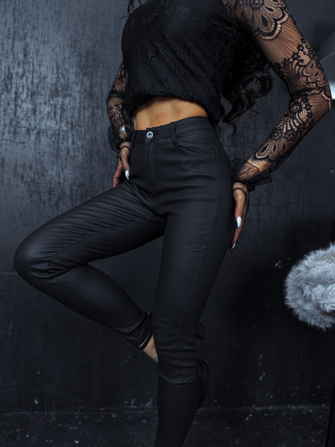 MATTE imitation leather PUSH-UP pants C9253-1 - black PRE-ORDER