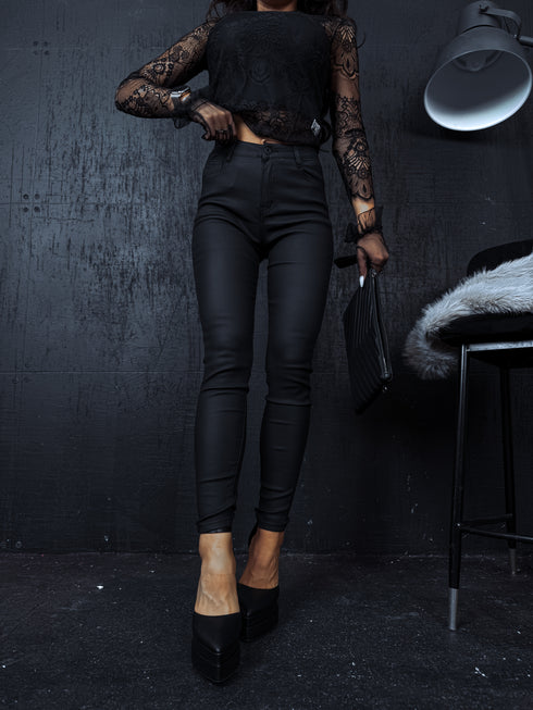MATTE imitation leather PUSH-UP pants C9253-1 - black PRE-ORDER