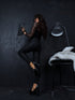 MATTE imitation leather PUSH-UP pants C9253-1 - black PRE-ORDER