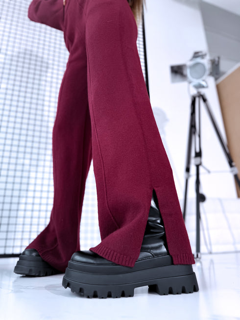 Knitted Set "SMOOTH LINES E5388" - BORDEAUX