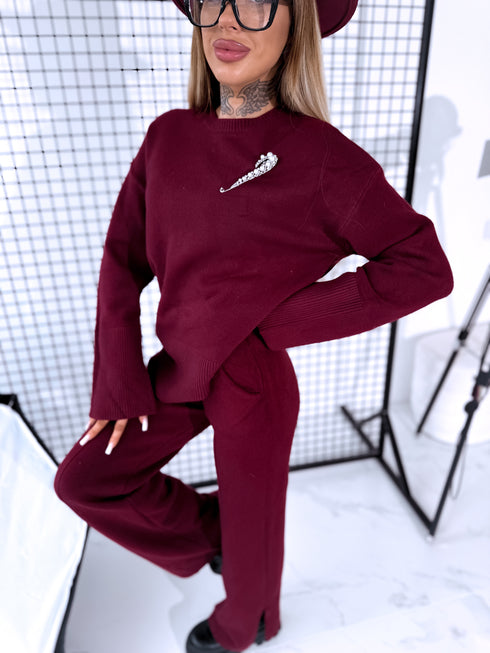 Knitted Set "SMOOTH LINES E5388" - BORDEAUX