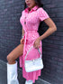PINK button-up, long dress "JAPAN"