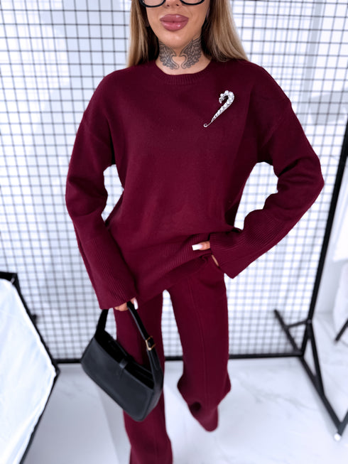 Knitted Set "SMOOTH LINES E5388" - BORDEAUX