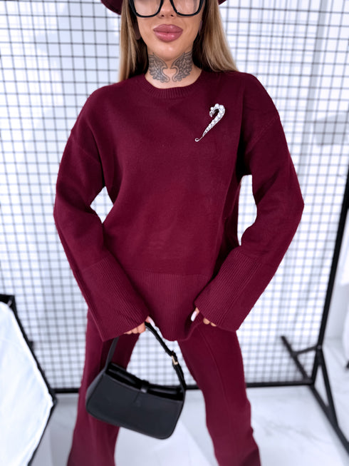 Knitted Set "SMOOTH LINES E5388" - BORDEAUX