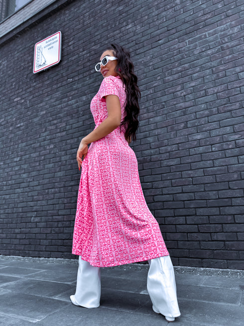 PINK button-up, long dress "JAPAN"