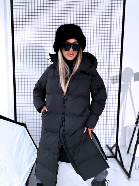 "COYOTE FC7633" long coat - BLACK