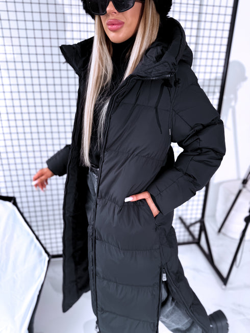 "COYOTE FC7633" long coat - BLACK