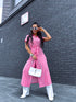 PINK button-up, long dress "JAPAN"