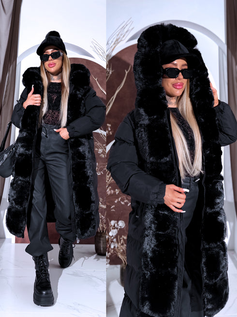 "BARNEY FC7618" long coat - BLACK