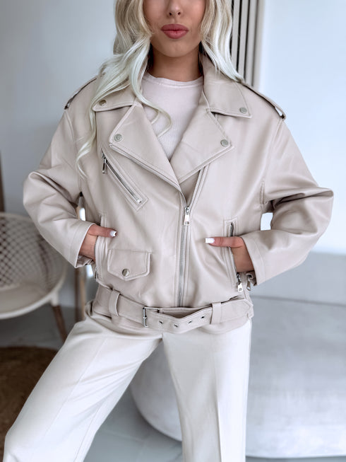 "POISON" Faux leather jacket CV2169-5 - BEIGE