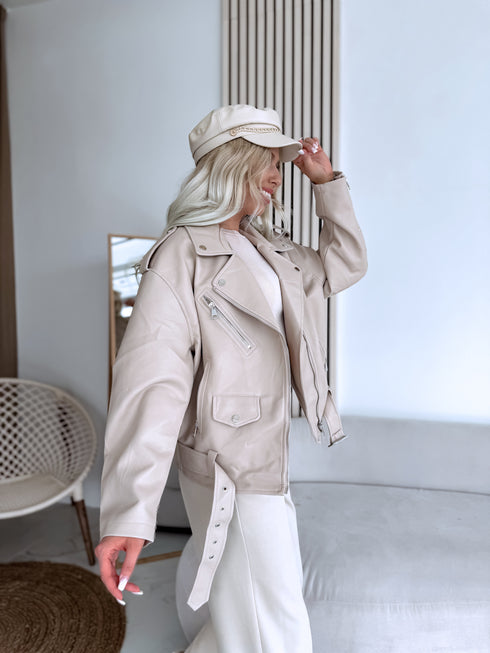 "POISON" Faux leather jacket CV2169-5 - BEIGE