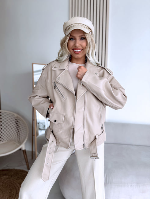 "POISON" Faux leather jacket CV2169-5 - BEIGE