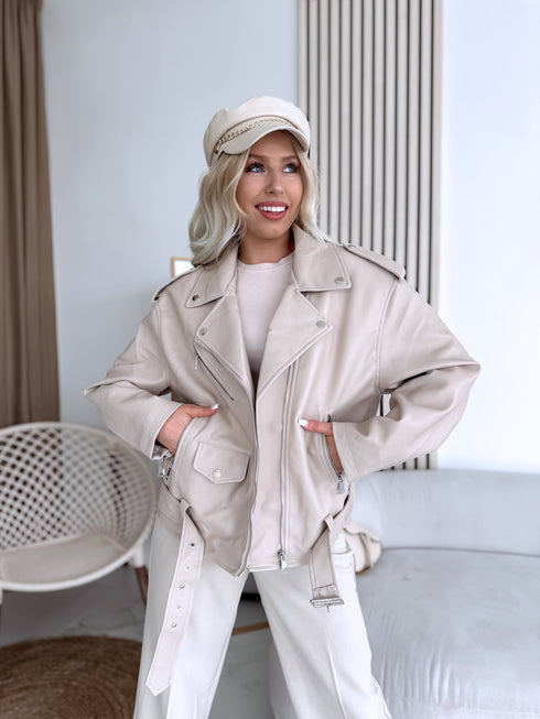 "POISON" Faux leather jacket CV2169-5 - BEIGE
