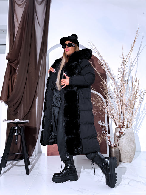 "BARNEY FC7618" long coat - BLACK