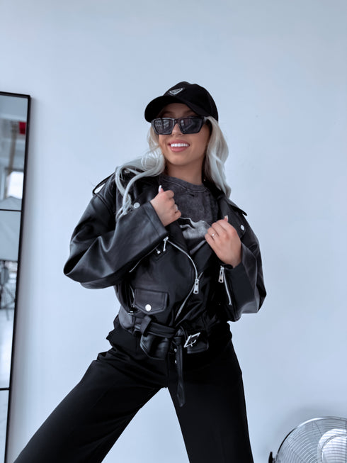 "POISON" Faux leather jacket CV2169-1 - BLACK