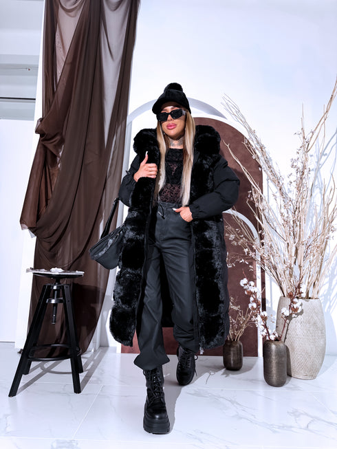 "BARNEY FC7618" long coat - BLACK