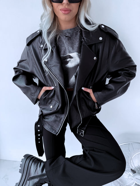 "POISON" Faux leather jacket CV2169-1 - BLACK