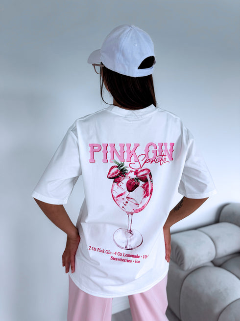 Marškinėliai "PINK GIN" KX8217 - BALTI