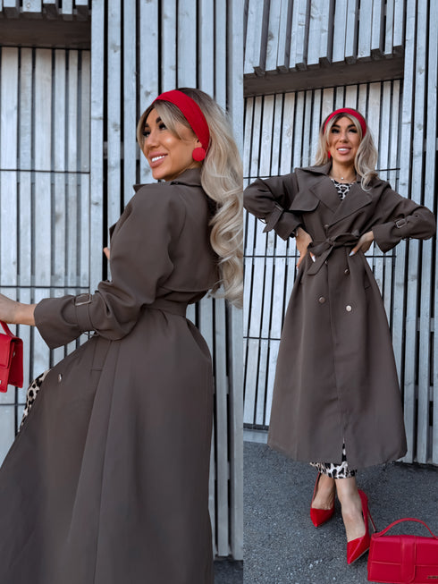 Fabric trench coat "MONA 23168" - CHOCO