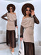 Knitted dress "ICE QUEEN 55890" - CHOCO WITH BEIGE