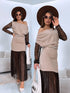 Knitted dress "ICE QUEEN 55890" - CHOCO WITH BEIGE