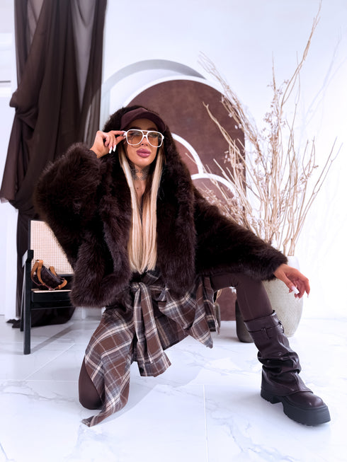 "FURORA PH6710" faux fur jacket - CHOCO PRE-ORDER