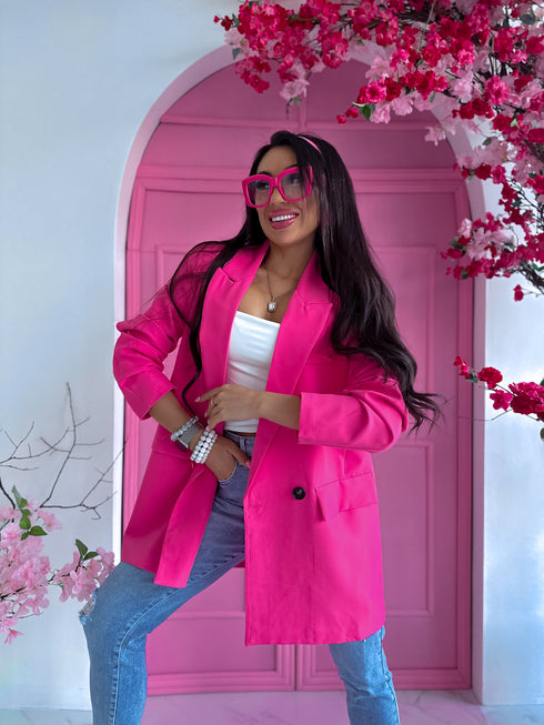 Oversize, klasikinis švarkas - ROŽINĖ