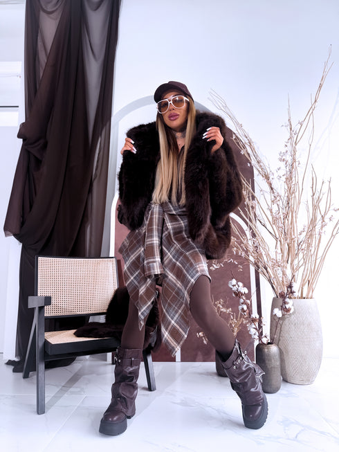 "FURORA PH6710" faux fur jacket - CHOCO PRE-ORDER