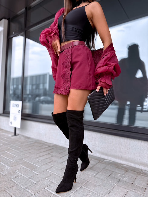 "NEXT LEVEL" shorts 21446 + belt - BURGUNDY