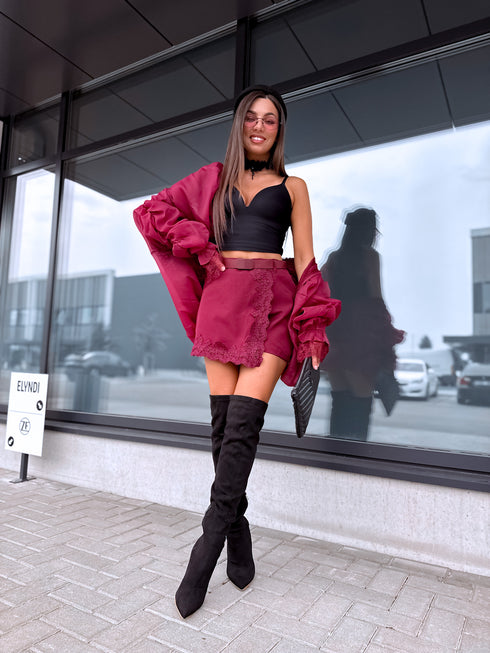 "NEXT LEVEL" shorts 21446 + belt - BURGUNDY